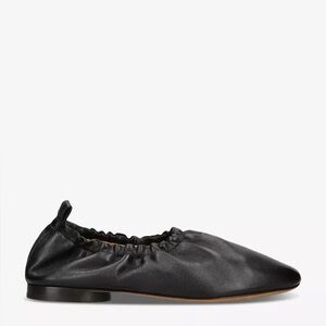 Mansur Gavriel Womens Black Glove Ruched Ballerina Leather Flats Size 38.5